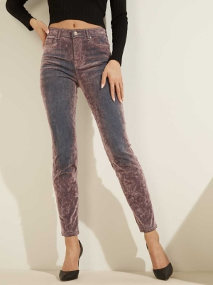 GUESS 1981 Velvet-Flocked Skinny Women's Jeans Pink | UK8917GUA