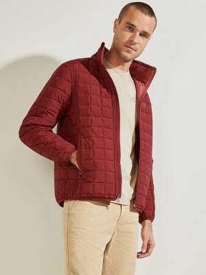 GUESS Active Nylon Puffer Men's Jackets Burgundy | UK9506DCM