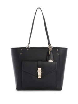 GUESS Albury Faux-Leather Women's Totes Black | UK4872EQT