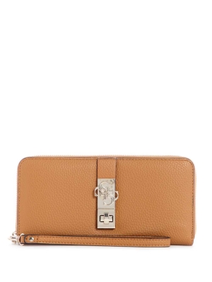 GUESS Albury Large Zip-Around Women's Wallets Dark Yellow | UK5871WZF