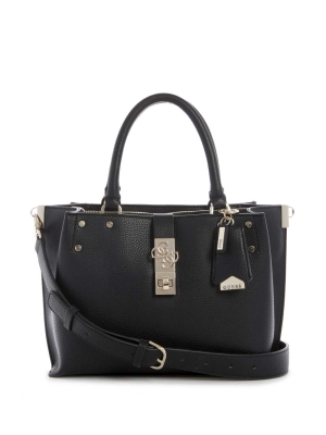 GUESS Albury Small Girlfriend Women's Satchels Black | UK6127RXU