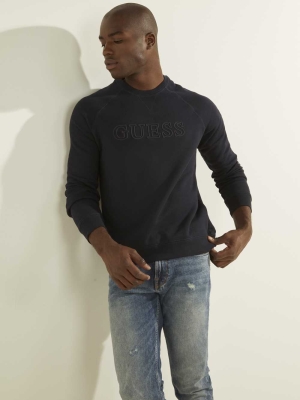 GUESS Aldwin Crewneck Men's Sweatshirt Dark Blue | UK5079ENV