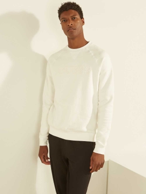 GUESS Aldwin Crewneck Men's Sweatshirt White | UK6329MQV