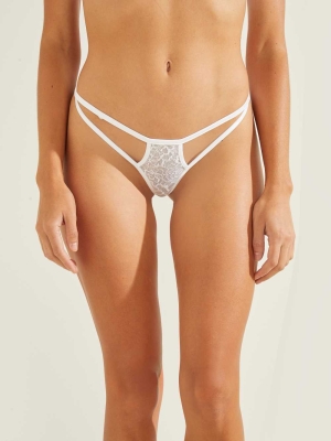 GUESS Aleesha Thong Women's Underwear White | UK2897MRJ