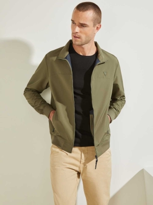 GUESS Amos Bomber Men's Jackets Olive Blue | UK7493ZKG