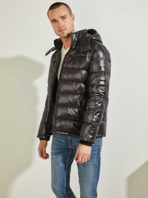 GUESS Anthony Logo Puffer Men's Jackets Black Multicolor | UK7924BQS