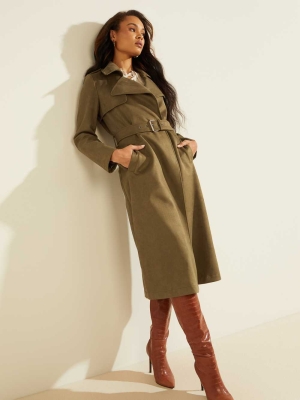 GUESS Baraa Longline Trench Women's Coats Green | UK3062JOY