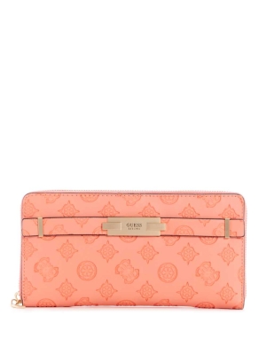 GUESS Bea Check Organizer Women's Wallets Coral | UK2369SVH