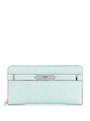 GUESS Bea Check Organizer Women's Wallets Light Turquoise | UK6579VXM