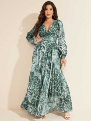 GUESS Behind the Shadow Maxi Women's Dresses Green | UK5802SDW