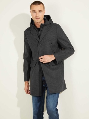 GUESS Brandon Wool-Blend Men's Coats Grey Multicolor | UK5734KON