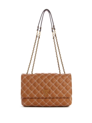 GUESS Cessily Quilted Convertible Women's Crossbodies Brown | UK4029BFD