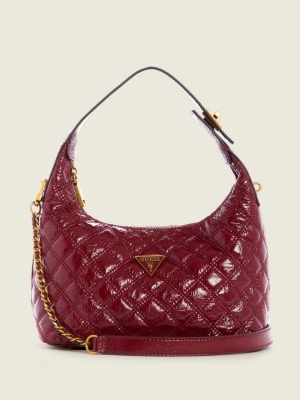 GUESS Cessily Quilted Hobo Women's Shoulder Bags Red | UK6324FVD