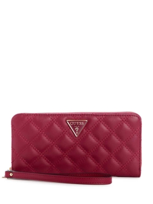 GUESS Cessily Quilted Large Zip-Around Women's Wallets Brown | UK2045BHU