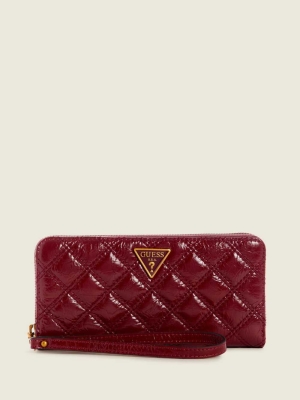 GUESS Cessily Quilted Large Zip-Around Women's Wallets Red | UK8237RVO