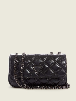 GUESS Cessily Quilted Mini Convertible Women's Crossbodies Black | UK6472WTQ