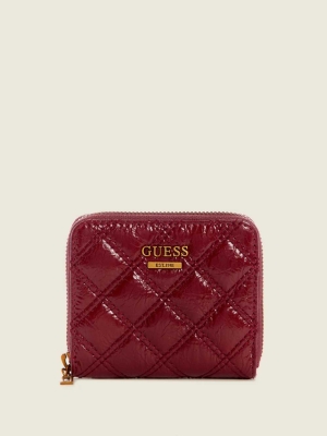 GUESS Cessily Quilted Small Zip-Around Women's Wallets Red | UK1603SAM