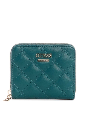 GUESS Cessily Quilted Small Zip-Around Women's Wallets Grey Wash | UK8620ECB