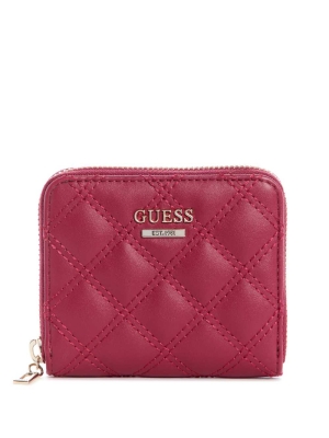 GUESS Cessily Quilted Small Zip-Around Women's Wallets Brown | UK8795GUV