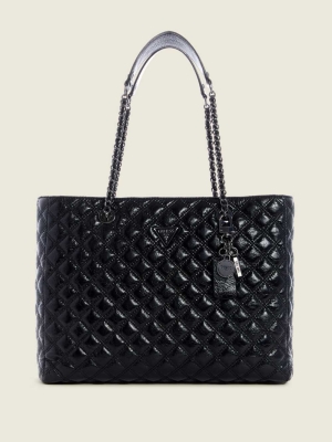 GUESS Cessily Quilted Women's Totes Black | UK2670UMC