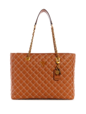 GUESS Cessily Quilted Women's Totes Brown | UK3580HAJ