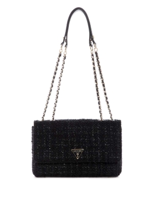 GUESS Cessily Tweed Convertible Women's Crossbodies Black | UK4650FYK