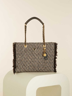 GUESS Cessily Tweed Women's Totes Grey White | UK5814RZK