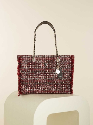 GUESS Cessily Tweed Women's Totes Red Multicolor | UK2670VNM