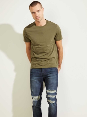 GUESS Classic Pima Crew Men's T-Shirts Olive | UK7620QVN