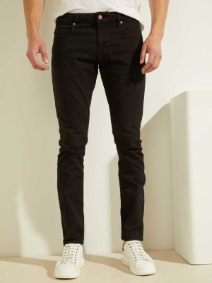 GUESS Classic Solid Skinny Men's Jeans Black | UK4321TGA