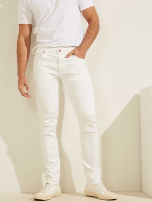 GUESS Classic Solid Skinny Men's Jeans White | UK5012CMT