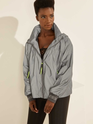 GUESS Cleo Reflective Women's Windbreaker Silver | UK2954EJM