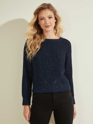 GUESS Colette Shimmer Women's Sweaters Blue | UK9152MTO