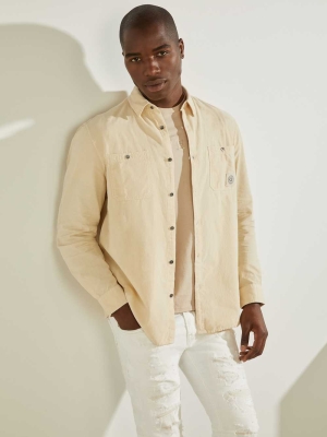 GUESS Collins Corduroy Men's Shirts Khaki White | UK8163ASC