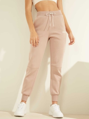 GUESS Contrast Logo Women's Joggers Apricot | UK3841TYL