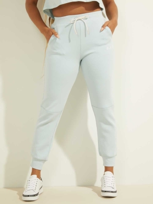 GUESS Contrast Logo Women's Joggers Light Blue | UK4025VJO