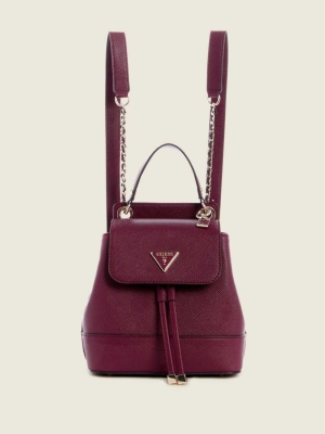 GUESS Cordelia Convertible Women's Backpacks Burgundy | UK2703BGZ