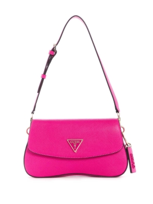 GUESS Cordelia Flap Women's Shoulder Bags Fuchsia | UK6173KYQ