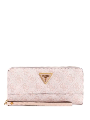 GUESS Cordelia Logo Large Zip-Around Women's Wallets Pink White | UK2735CTX