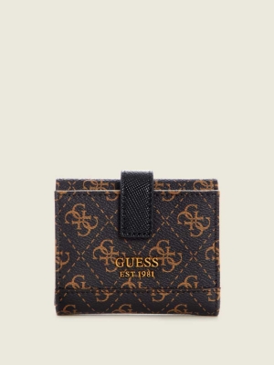 GUESS Cordelia Logo Small Trifold Women's Wallets Brown Multicolor | UK2564QFY