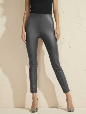 GUESS Coy High-Rise Leather Women's Leggings Blue | UK6201IXO