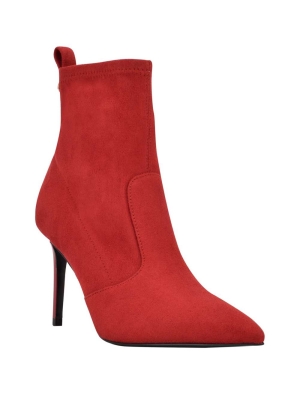 GUESS Dafina Faux-Suede Sock Women's Booties Red | UK2137OIP