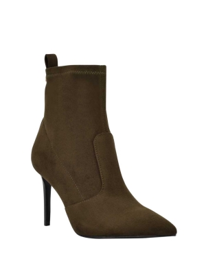 GUESS Dafina Faux-Suede Sock Women's Booties Green | UK2583GSX