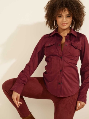 GUESS Daisy Women's Shirts Burgundy | UK4586ICB