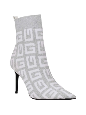 GUESS Dallyca G-Logo Sock Women's Booties Silver | UK6921XTC