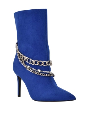 GUESS Dasilda Chain Women's Booties Blue | UK1395FHP