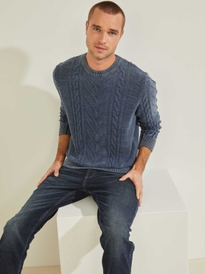 GUESS Dawson Washed Mixed Cable Men's Sweaters Wash Multicolor | UK1347PQX