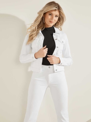 GUESS Denim Trucker Women's Jackets White | UK8297WCR