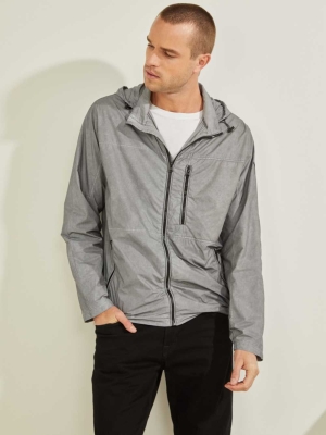 GUESS Denver Reflective Men's Windbreaker Grey | UK4256UZJ