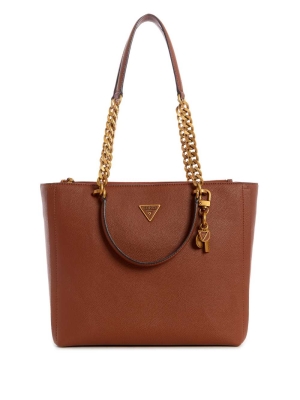 GUESS Destiny Society Women's Totes Brown | UK2405IOZ